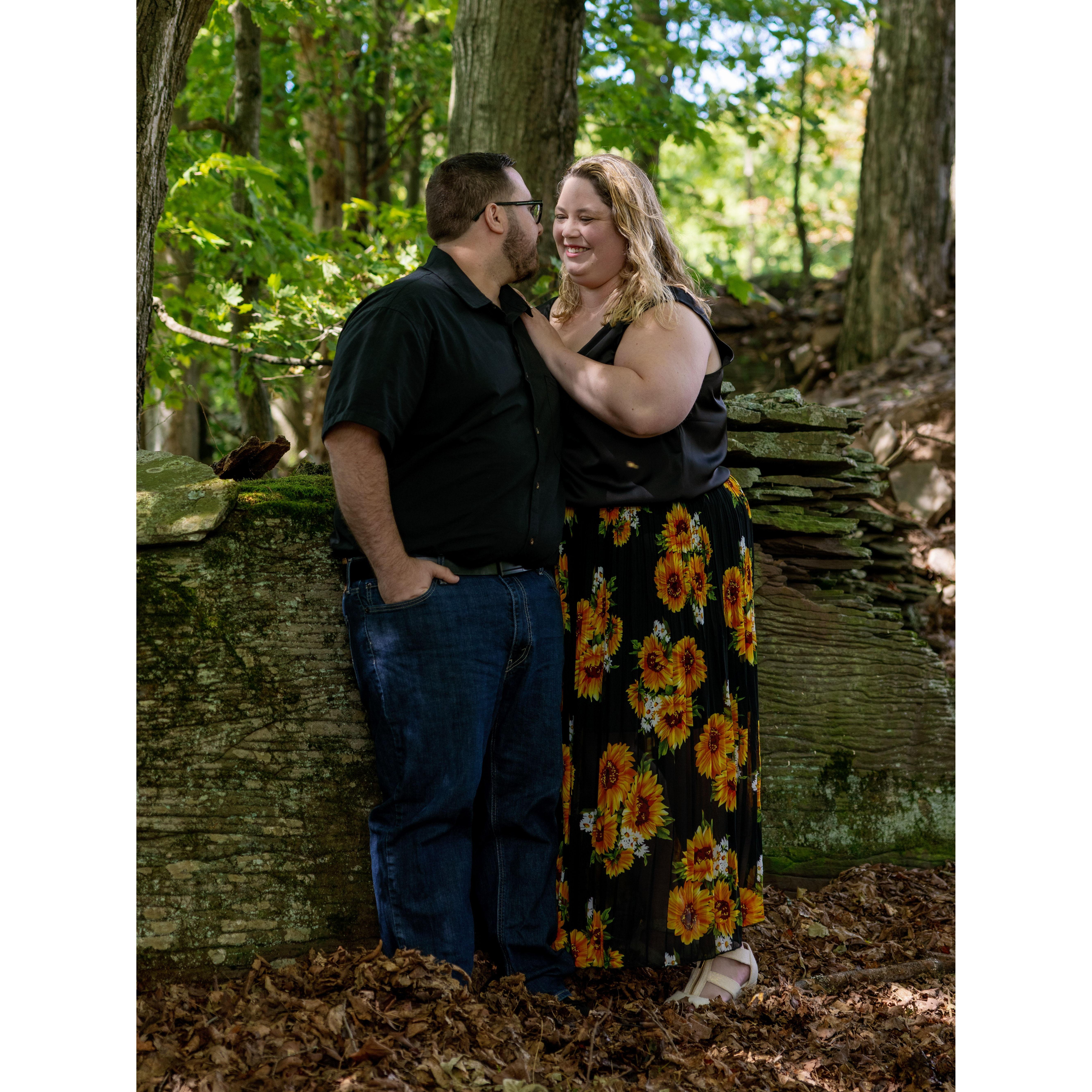 Engagement Session-Gilbertsville Farmhouse (In the woods by the tents and cabins)