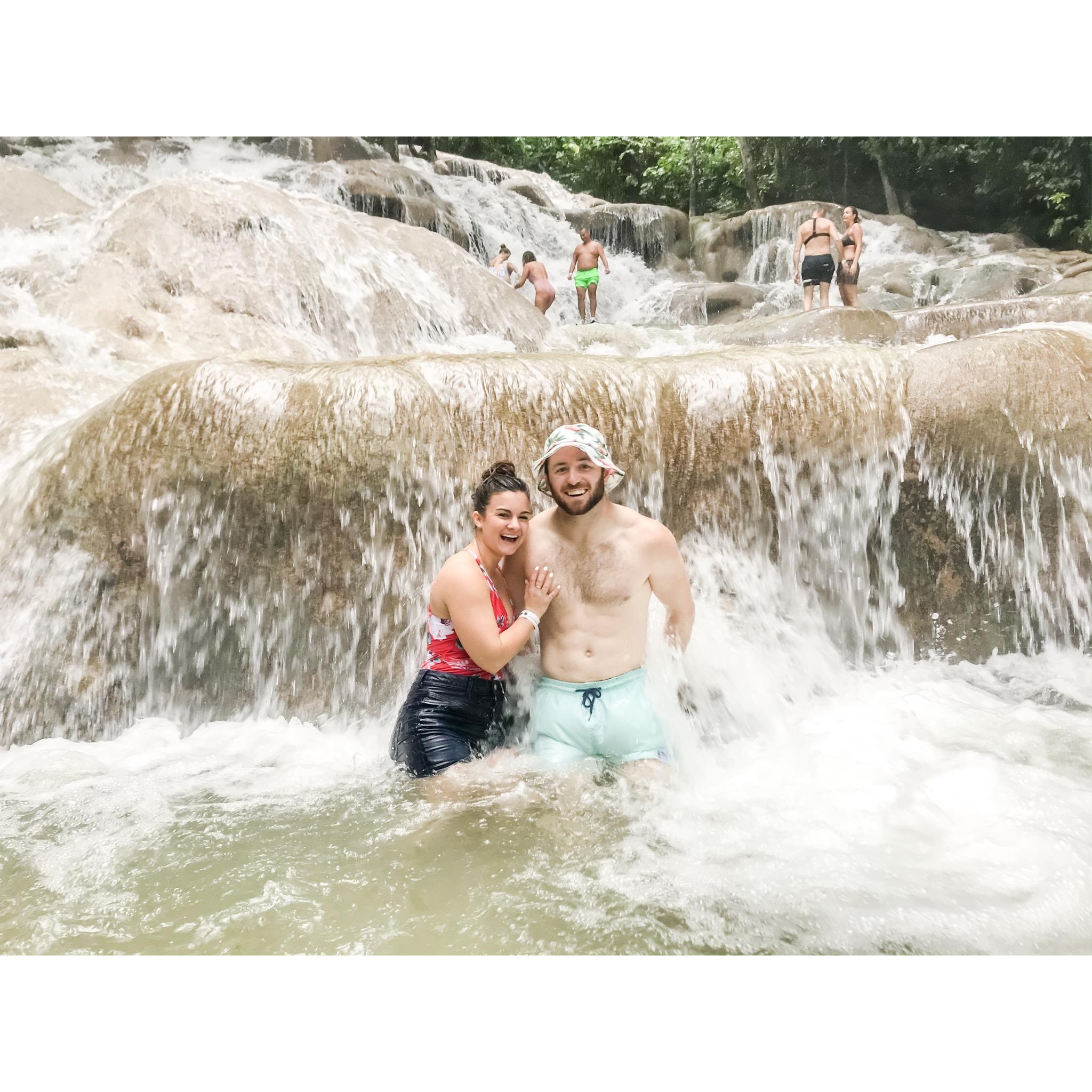 At Dunn's River Falls in Jamaica