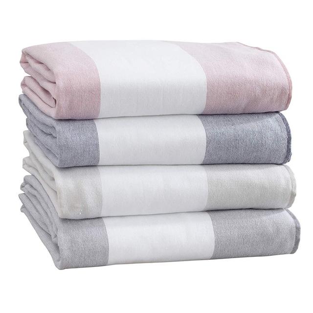 Great Bay Home 4-Pack of Beach Towels. Wide Stripe 100% Combed Cotton Large Pool Towels. Cabana Beach Towel for Adults. Celeste Wide Stripe Collection (Multi-Color 2)