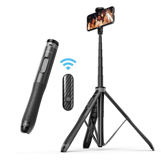 ATUMTEK 51" Selfie Stick Tripod, All in One Extendable Phone Tripod Stand with Bluetooth Remote 360° Rotation for iPhone and Android Phone Selfies, Video Recording, Vlogging, Live Streaming - Black