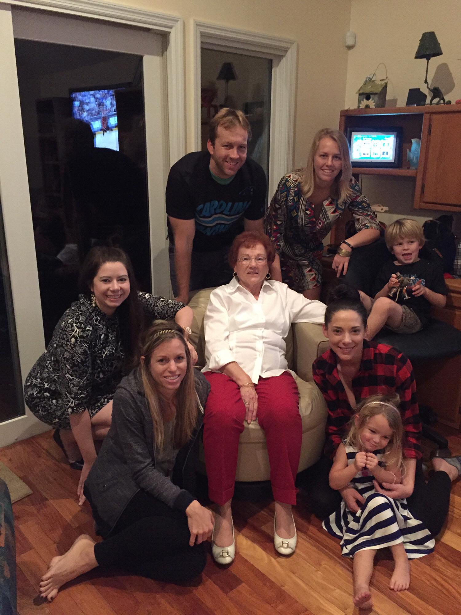 Grandma Ginny with her grandkids and great-grandkids
