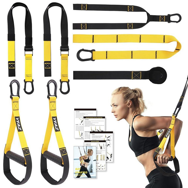 Home Resistance Training Kit for All Levels, Suspension Trainer Straps With Handles For Full Body Workouts at Home, Includes Door Anchor And Mesh Bag for Gym,Outdoor,Travel