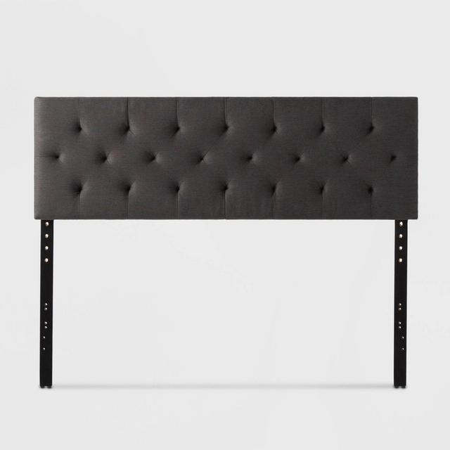Queen Emmie Adjustable Upholstered Headboard with Diamond Tufting Charcoal - Brookside Bed