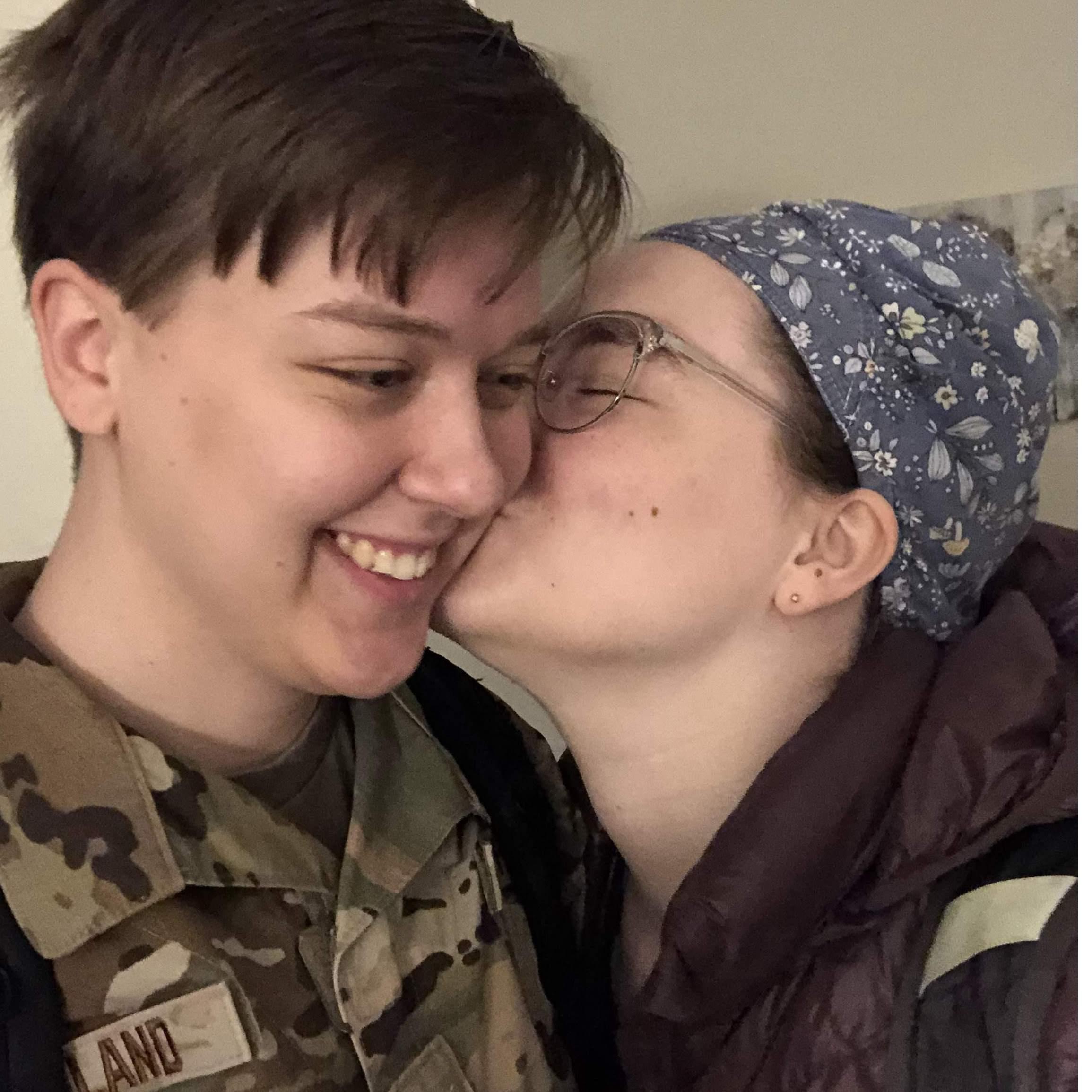 Both of us in our uniforms, looking snazzy