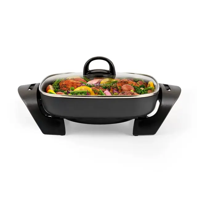 KitchenSmith by bella 10"x20" Electric Griddle with EverGood Ceramic Nonstick Coating: Aluminum, Temperature Control, Black