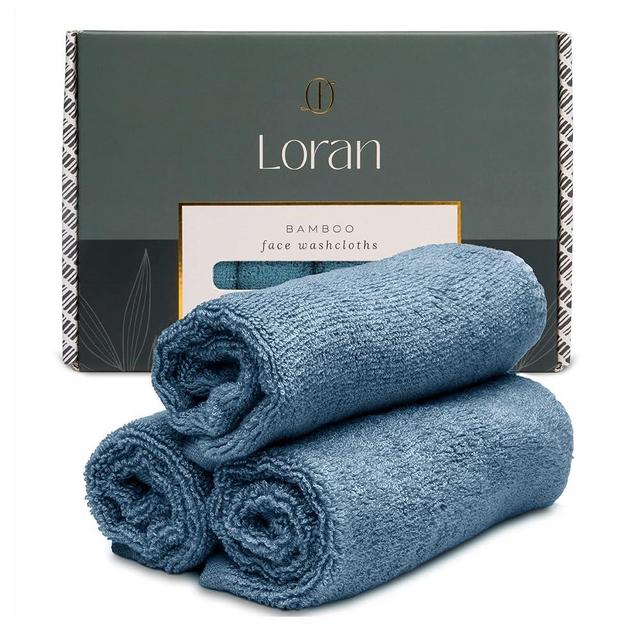 Loran Luxury 100% Bamboo Viscose Facial Washcloth - Set of 6 Soft Cloths - Spa-Like Feel - Silky Face Towel for Skin Cleansing - 10” x 10” Tidal
