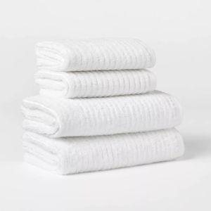 White Quick Dry Ribbed 4pk Hand/Wash Towel - Threshold™