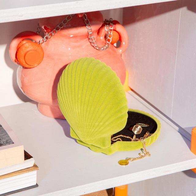 MoMa Deign Store | Venus Velvet Seashell Jewelry Box - Green