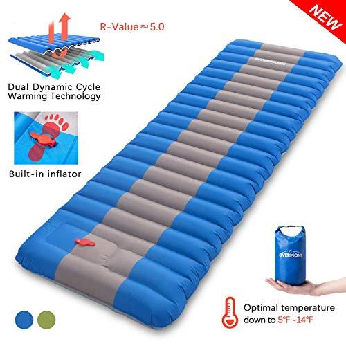 Overmont Sleeping Pad Inflatable Extra Thickness Camping Tent Mattress Pad Waterproof for Sleeping Comfortable Compact Air Mat for Backpacking Travel Hiking Built in Pump