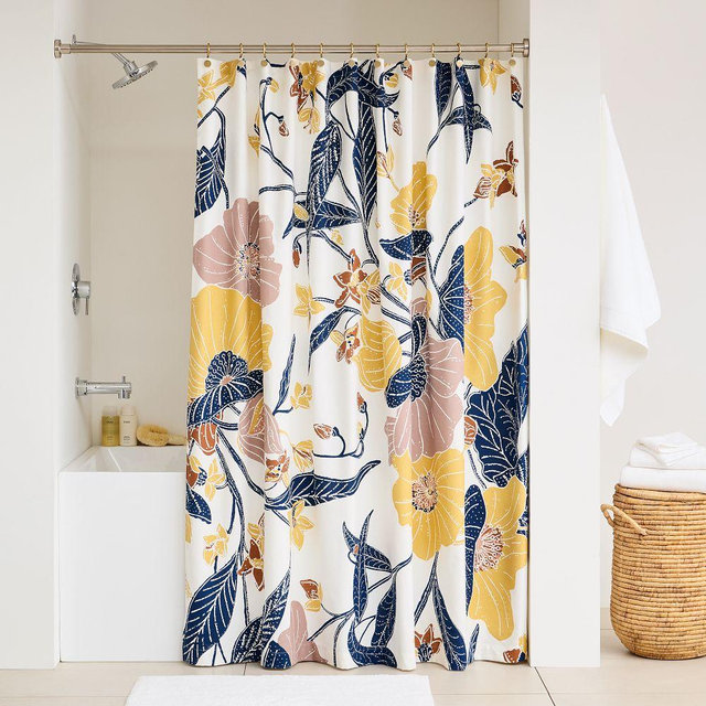 Poppy Floral Shower Curtain, Dark Horseradish, 72x74