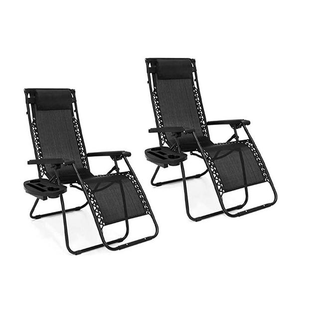 labworkauto Patio Lounge Chair Zero Gravity Chair 2 Pack Zero Gravity Recliner Zero Gravity Chairs Lounge Patio Chairs Zero Gravity Folding Chaise Lounge Chair with Cup Holder Accessory Tray