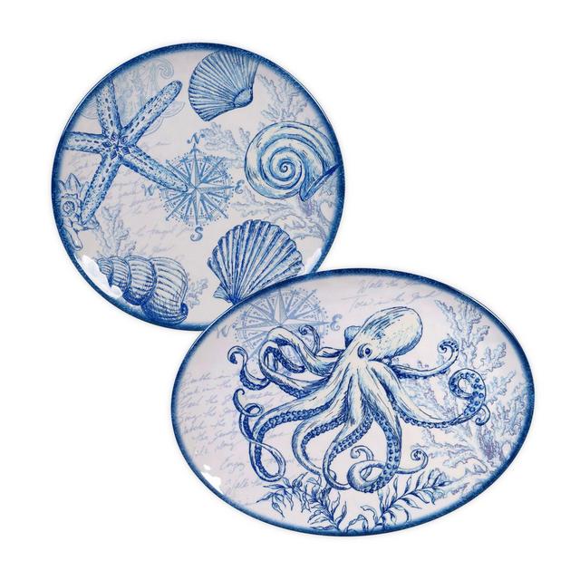 Certified International Oceanic 2-Piece Platter Set