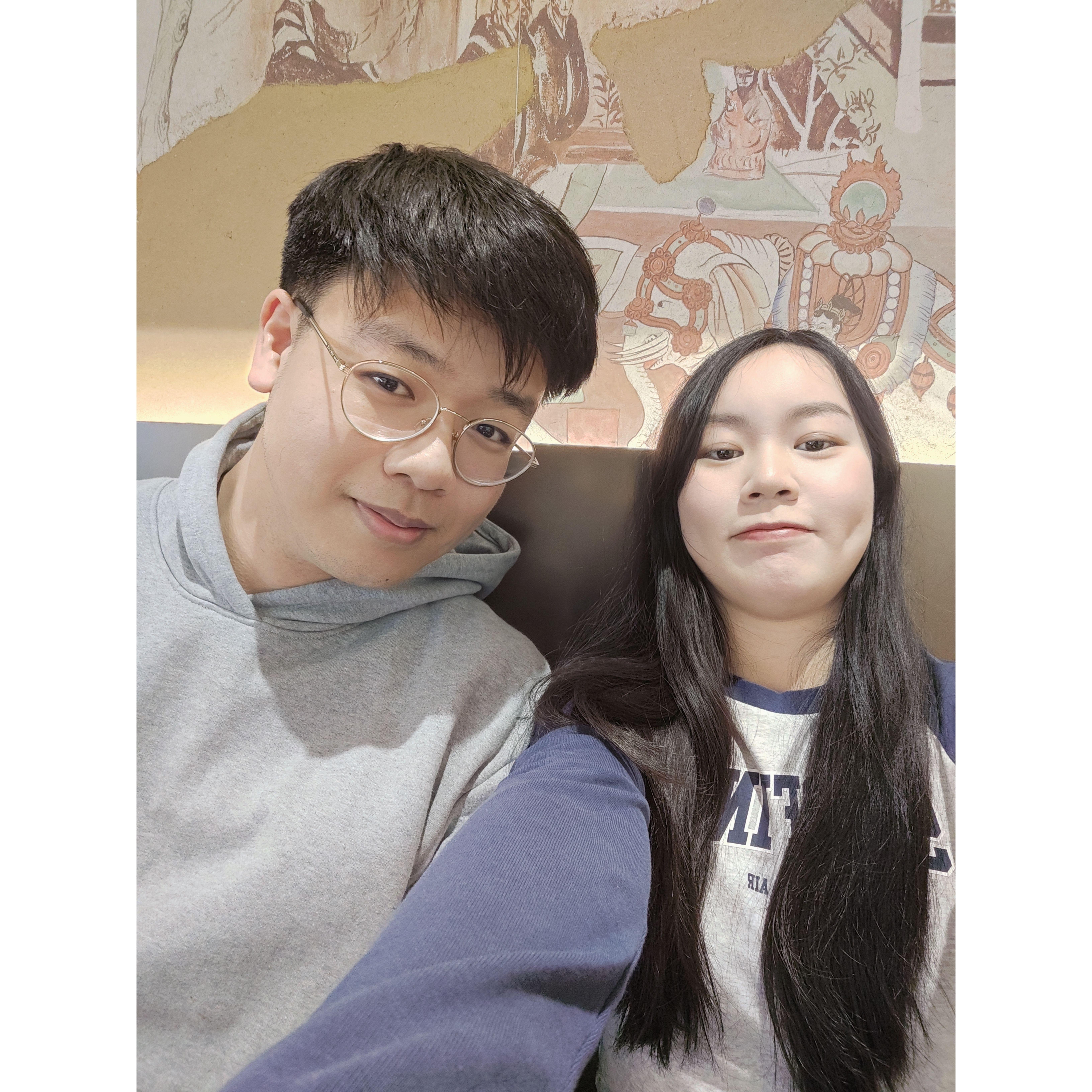 Our first time seeing each other after three months apart! Was a bit awkward at first but we quickly got as comfortable as we usually are
