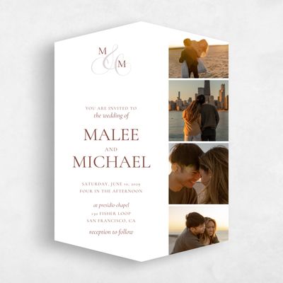 Brown Diamond Wedding Invitation - Aven Multiphoto