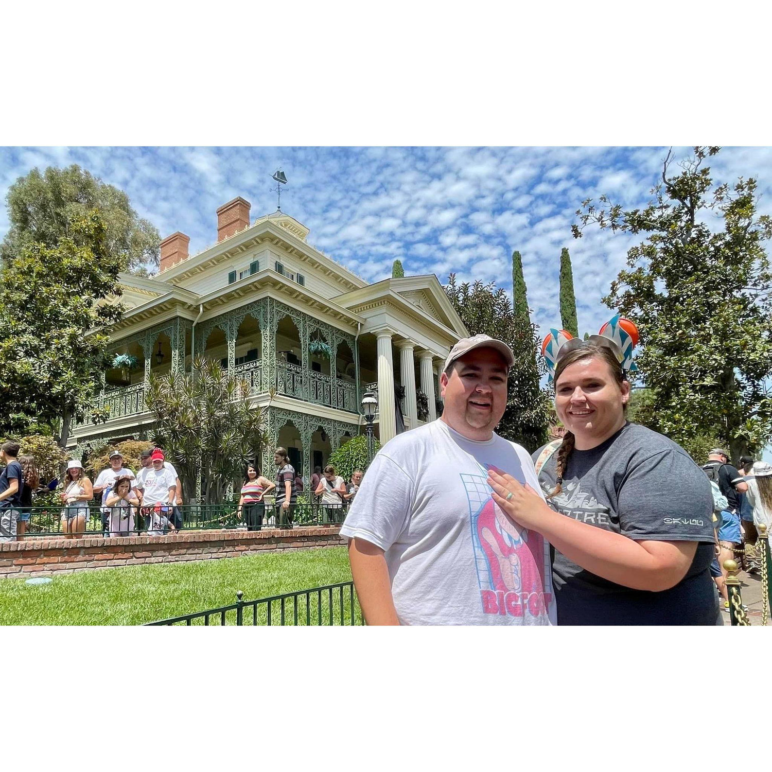 Our engagement in front of the Haunted Mansion - 2022