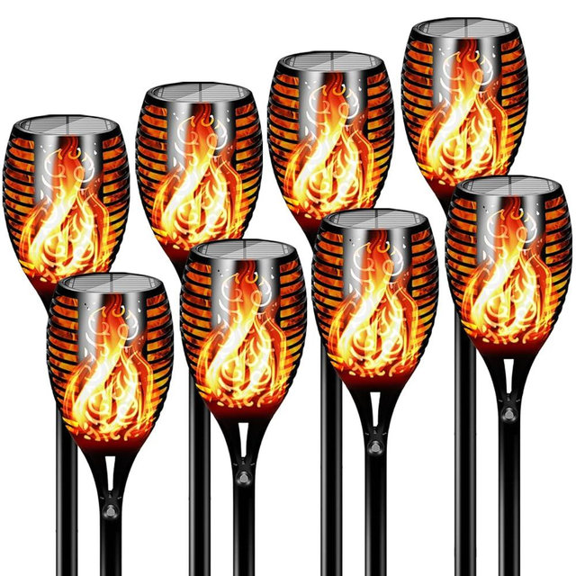 Otdair 96 LED Solar Lights Outdoor Upgraded 8 Pack, 43" Tall & Super Larger Size, Waterproof Solar Torch Light with Flickering Flame, 2200mAh Solar Tiki Torches Decoration Lights, for Path Yard Garden