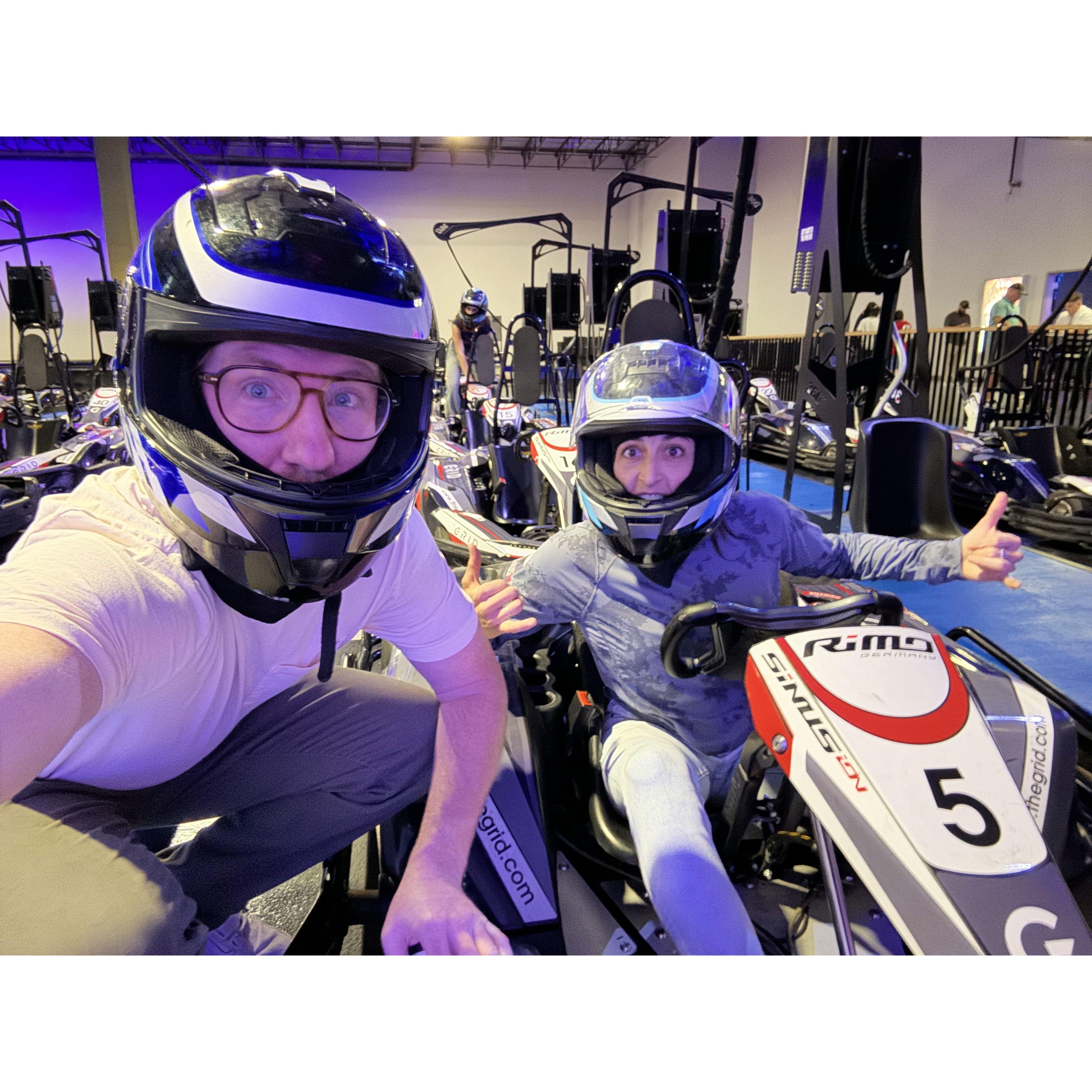 Zoom zoom! John won, but it was a tough race.