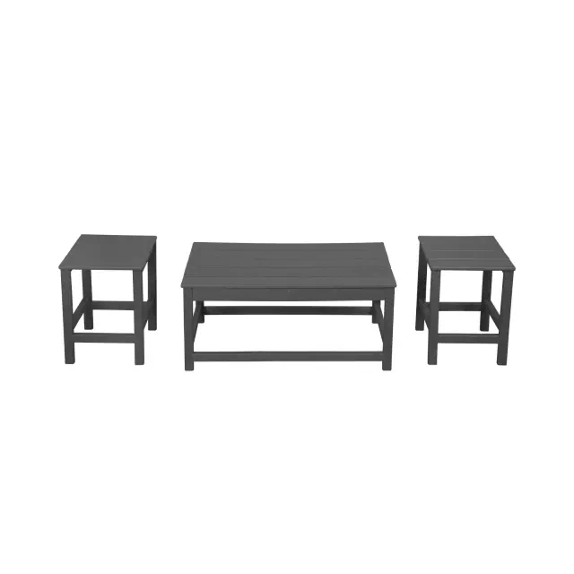 WestinTrends 3pc Outdoor Patio Adirondack Coffeet Table and Side Tables set, Gray