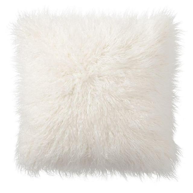 Faux Fur Mongolian Pillow Cover, 26", Ivory