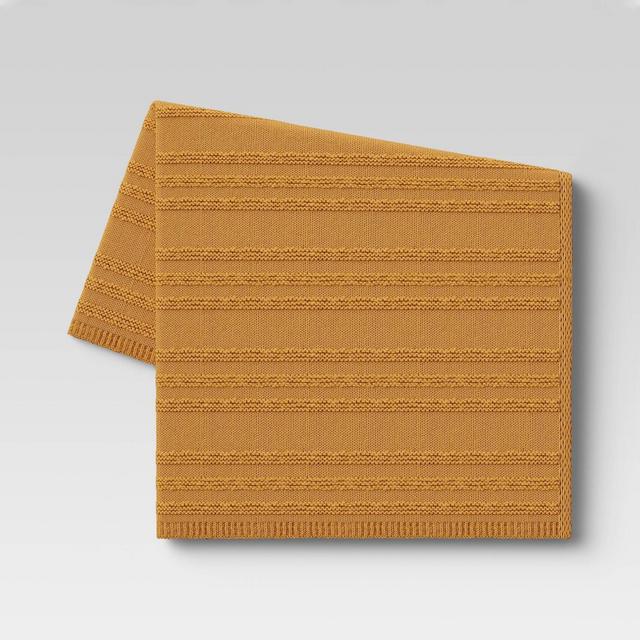 50"x60" Chunky Striped Knit Throw Blanket Yellow - Threshold™