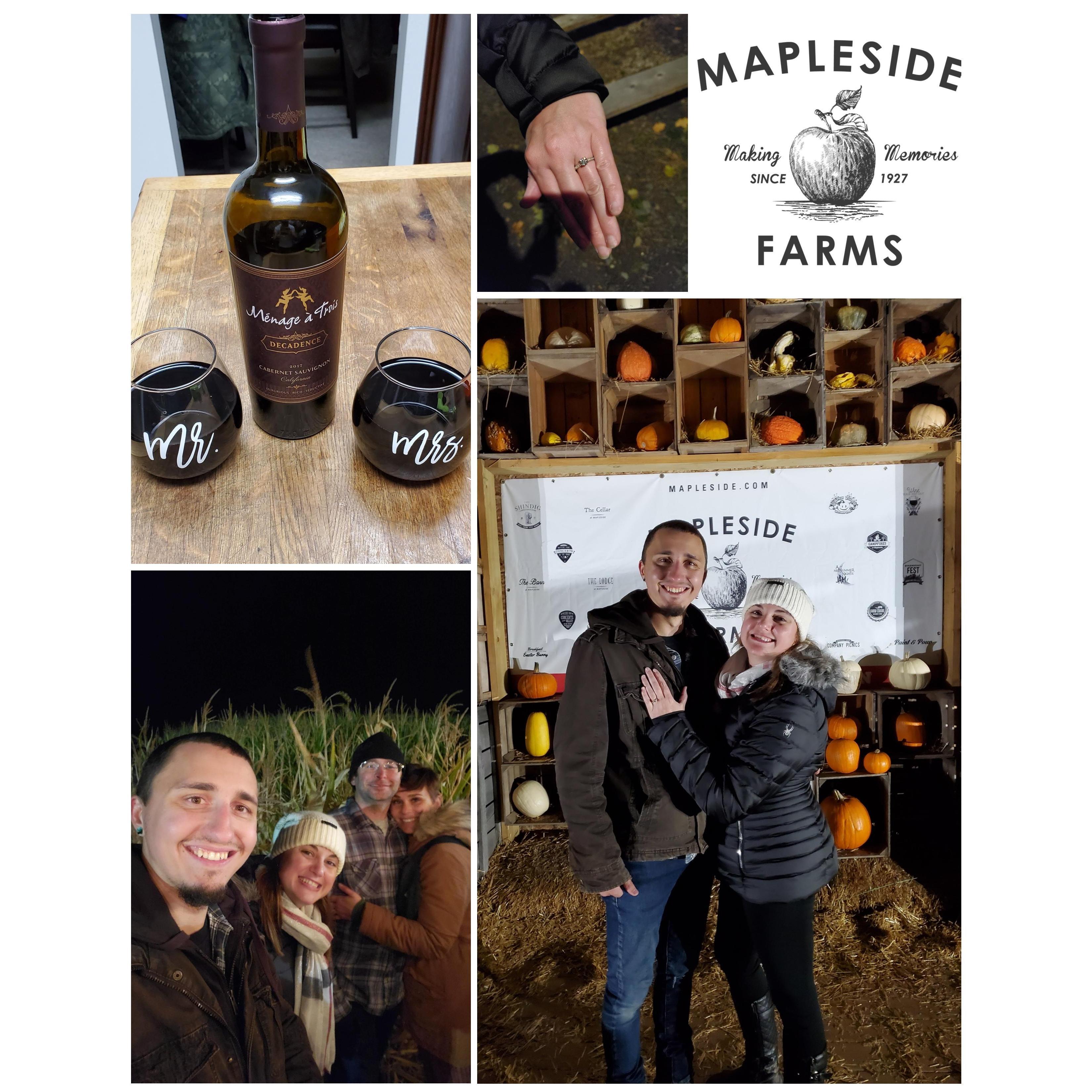 Fun Fact: #2 it's our tradition to go to corn mazes and pumpkin picking- so a proposal at Mapleside Farms is only appropriate .
