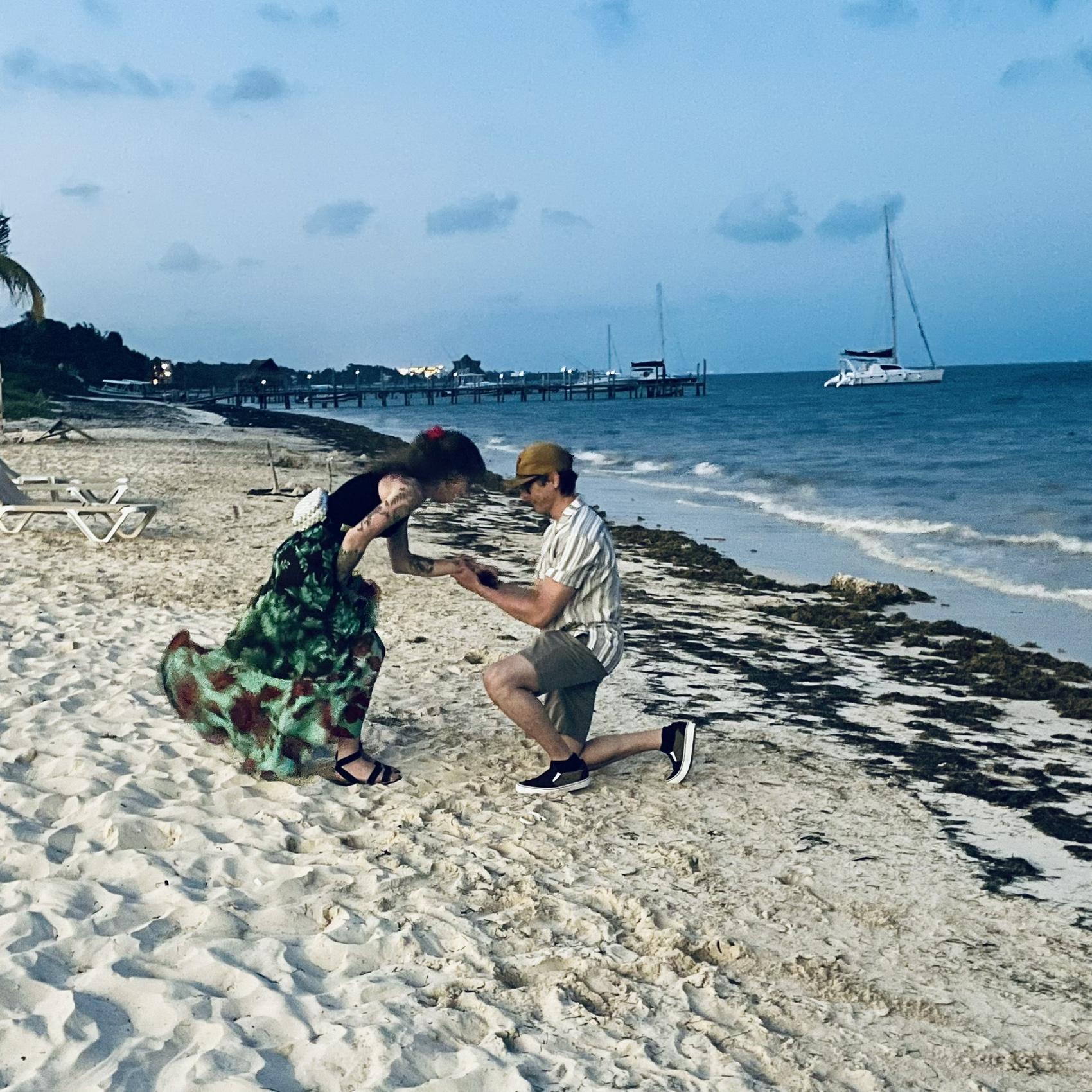 Jake's proposal on the beach in Mexico on Valentine's Day <3