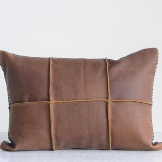 Collected Notions Leather & Felt Pillow