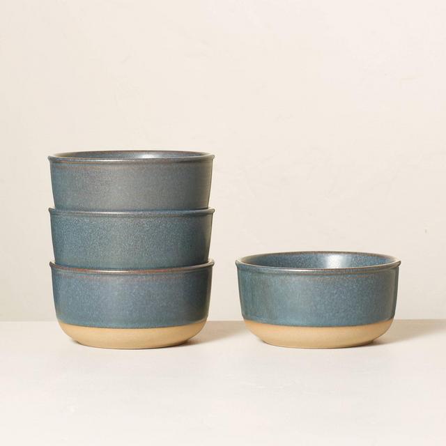 4pk Modern Rim Stoneware Mini Bowl Set Sterling Blue - Hearth & Hand™ with Magnolia