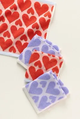 Icon Heart Jacquard Dishcloths, Set of 4