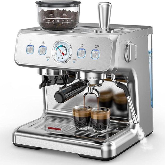 COWSAR (2026 Upgrade) 20 Bar Espresso Machine with Grinder,Expresso Coffee Machines with Milk Frother,Commercial Stainless Steel Expresso Machines for Home,Perfect Cappuccino & Latte