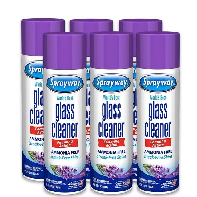Sprayway Glass Cleaner Lavender Scent Foaming Aerosol Spray, 19oz, Pack of 6 | Ammonia-Free, Streakless, Fast-Acting | Cleans & Polishes Glass Surfaces | Removes Fingerprints, Dust, Dirt, Smoke Film