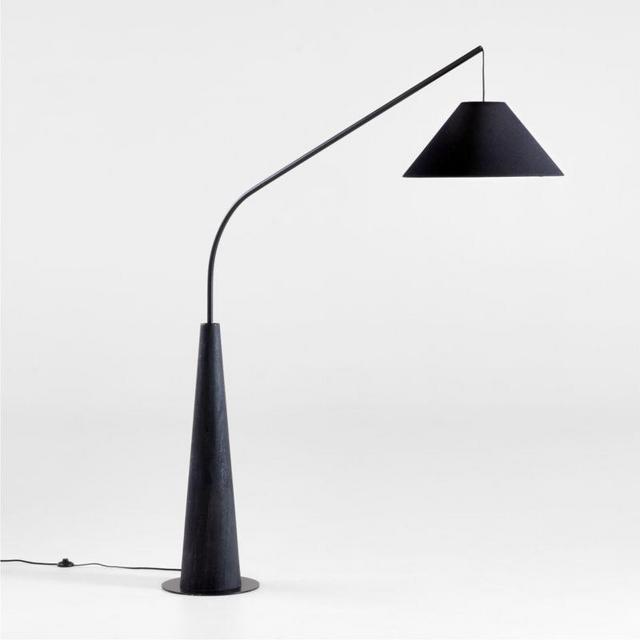 Gibson Black Hanging Arc Floor Lamp with Black Shade