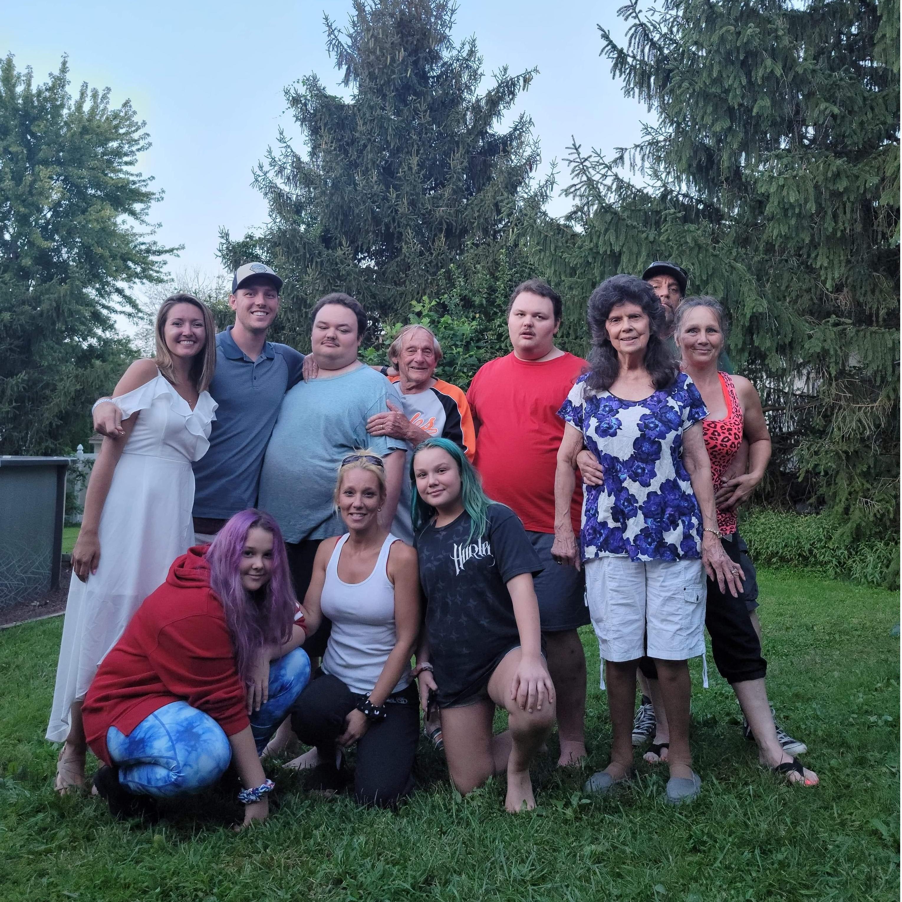 September 2020-MD Trip.
Top: Courtney, Jay, Steven (brother), Richard (grandfather), Scott (brother), Ray, Norma (grandmother), Vicky (mother), 
Bottom: Shyanne (niece), Val (sister), Brionna (niece).