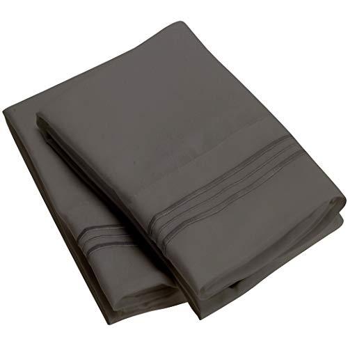Mellanni Luxury Pillowcase Set - Brushed Microfiber 1800 Bedding - Wrinkle, Fade, Stain Resistant - Hypoallergenic (Set of 2 King Size, Gray)