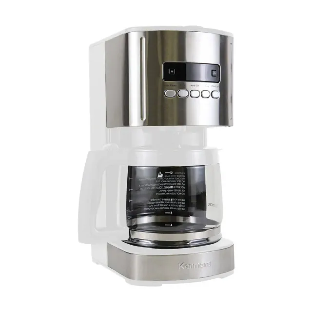 Kenmore 12 Cup Aroma Control Programmable Coffee Maker - White/Stainless: Drip Coffee Pot, Automatic Shut-Off, Dishwasher-Safe