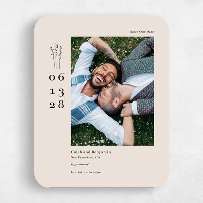 White Rounded Wedding Save the Date - Rue Portrait