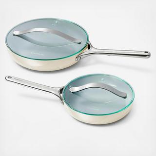 4-Piece Ceramic Non-Stick Fry Pan Set with Glass Lids