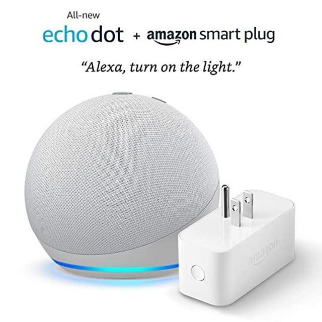 All-new Echo Dot (4th Gen) + Amazon Smart Plug | Glacier White