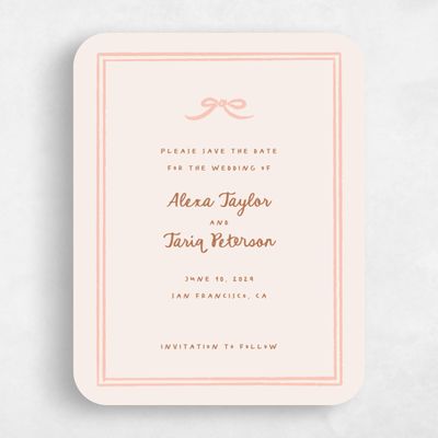 Beige Rounded Wedding Save the Date - Emelia Portrait