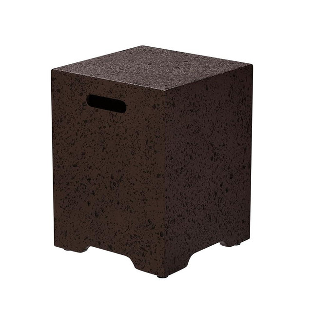 SUNBURY 20lbs Propane Tank Cover 16 Inch,Red-Brown Weatherproof Stone Texture for Outdoor Use, Camping & Backyard Fire Pit Safety