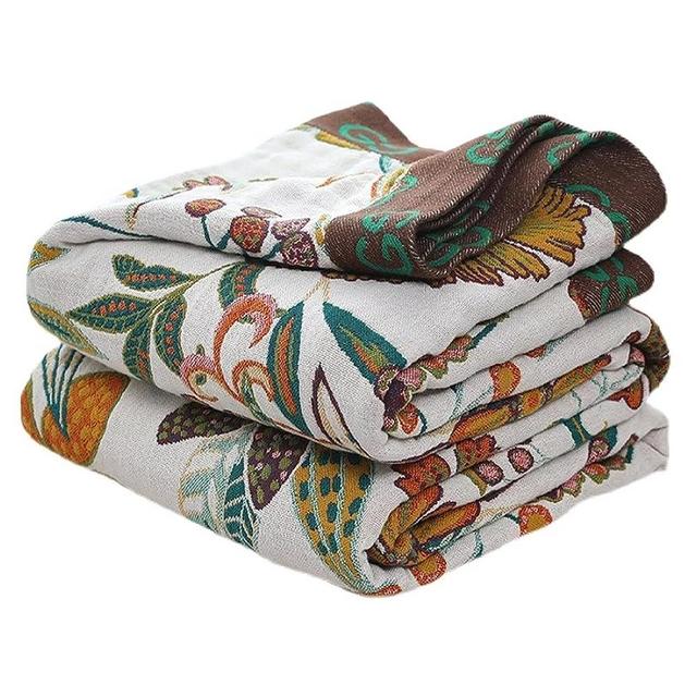MSGKV Cotton Woven Boho Throw Blanket 100% Cotton Blankets, Versatile Reversible KnitWoven Blanket, Super Soft Cozy Warm Fall Blanket for Bed Sofa Chair and Living Room, 60''Wx 80''L