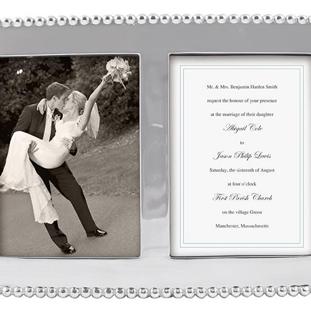 MARIPOSA Beaded Double Picture Frame, 5 by 7-Inch