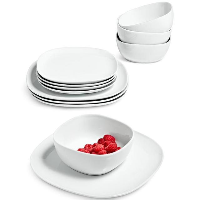 The Cellar Whiteware Soft Square 12-Pc. Dinnerware Set, Service for 4, Created For Macy's