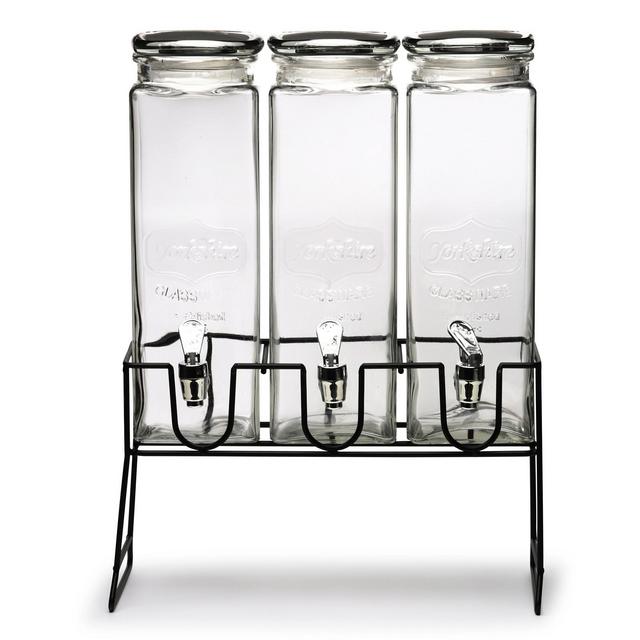 Circle Glass TripleTall Yorkshire Beverage Dispensers, 1.8 Gal, Set of 3