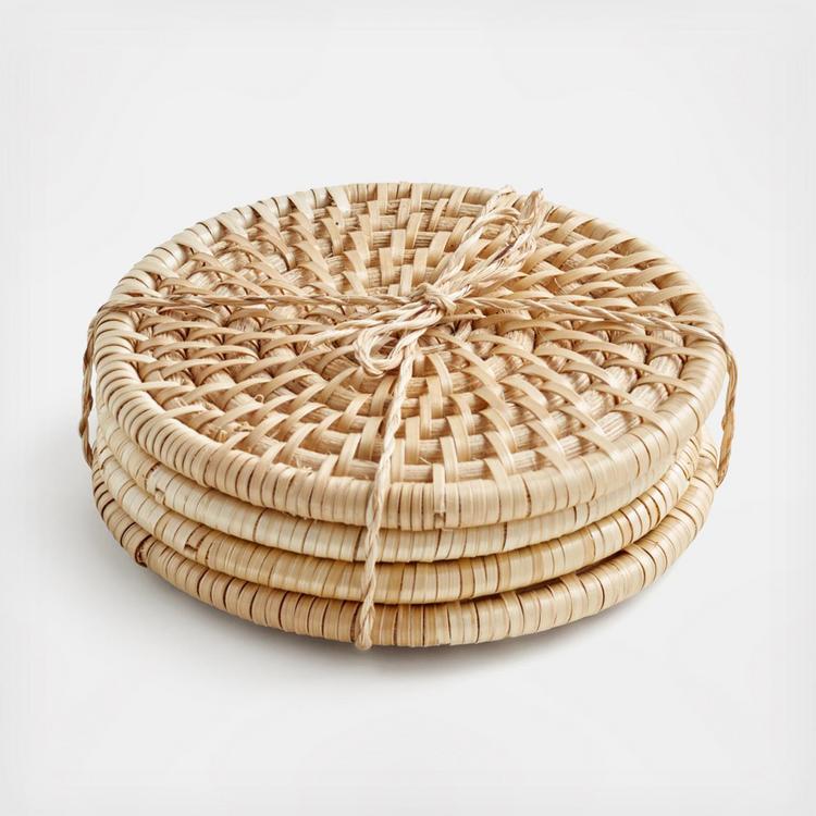 Artesia Natural Round Rattan Tray with Handles + Reviews