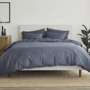 Egyptian Cotton Duvet Cover - King/Cal King - Silk & Snow (Tempest blue)