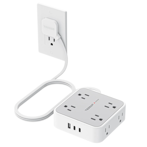 Protector Power Strip, Flat Plug Extension Cord with Multiple Outlets (5 FT) I TESSAN