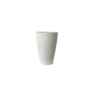 Hammered Vase 20 in. H x 15 in. Dia Weathered White Polystone Planter