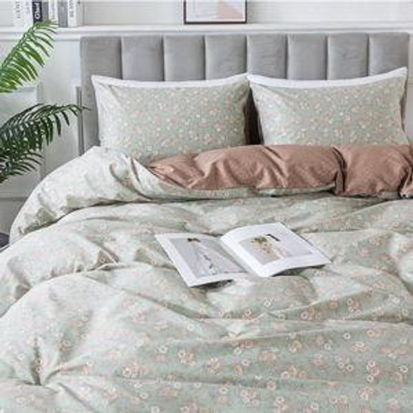 HoneiLife Wildflower Duvet Cover Queen - 100% Cotton Comforter Cover Sets, Floral Duvet Cover Sets,Botanical Bedlinen Set with Zipper Closure & Corner Ties, Vitality
