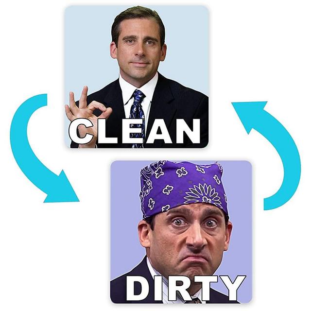 Michael Scott Prison Mike Dishwasher Magnet Clean Dirty Sign Sticker Strongest Magnet Double Sided Flip with Bonus Metal Magnetic Plate Universal Kitchen Dish Washer Reversible Indicator